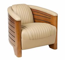 Fauteuil de Club " Pierre Beige Fauteuil Cuir Art Déco Cocktail Sofa Lounge