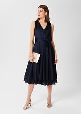 $355 NWOT Hobbs Viola Fit And Flare Navy Blue Midi Dress Size 6