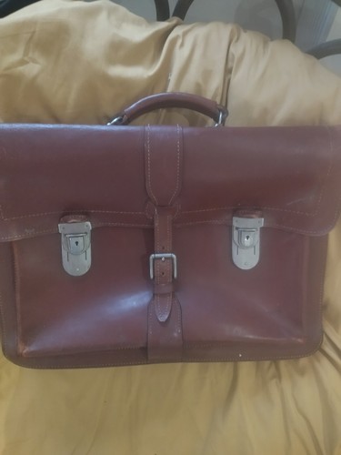 Cartable anglais cuir rouge - cartable, .