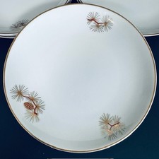 Fukagawa Arita Pine Cone (1) Bread Plate Green/Gold Needles Brown/Gold Branches
