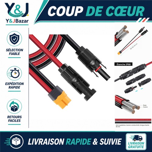 Câble solaire xt60 12 awg - câble, m