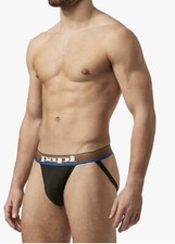 PAPI Men Jockstrap Black Jock Strap Contoured Enhancing Pouch NEW Size Large