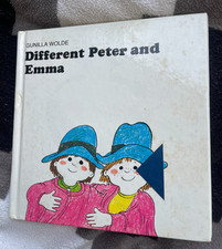 GUNILLA WOLDE. DIFFERENT PETER AND EMMA. HARDCOVER. 1983 - 16 BY 16CM