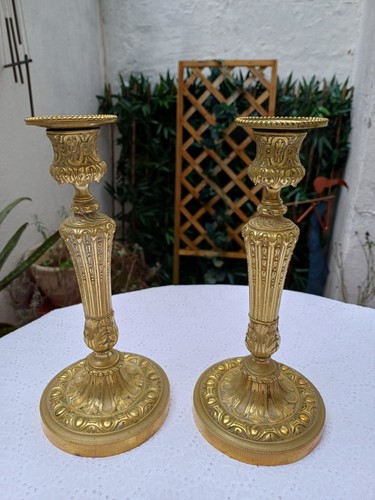 Paire bougeoirs flambeaux - paire,