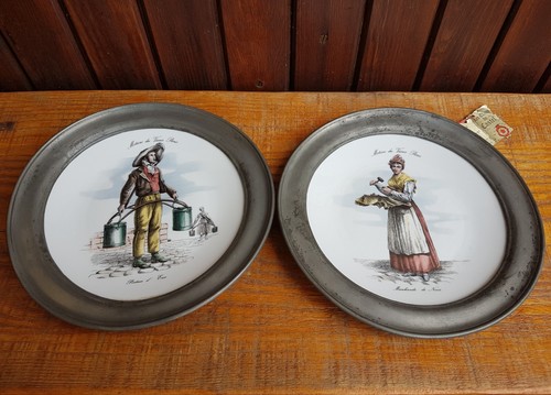 Lot assiette murale - , étain