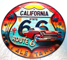Plaque Métal Tôlée Vintage 20X20  CALIFORNIA  ROUTE 66