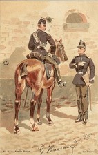 FANCY POSTCARD BELGIAN ARMY THE TRAIN ILLUSTRATOR LOUIS GEENS