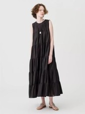 Merlette Ron Herman Caron Tiered Maxi Dress Black Sleeveless Swingy M NEW 282053