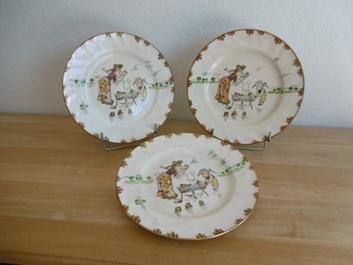 Trois assiettes faience creil - faience,