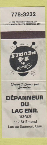 Matchbook cover depanneur - matchbook,