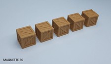 ho lot 5 moyennes caisses bois z 1/87 ou 1/43 décor train  maquette 56 modélisme