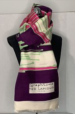 Ted Lapidus Paris Silk Long Rectangle Scarf Modernist Abstract Pop Art Designer