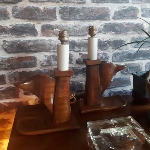 Bougeoirs acajou signés - en,