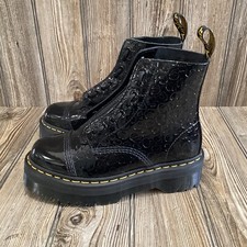 Dr. Doc Martens Womens Sinclair Black Leopard Embossed Leather Boots Size 7 NEW