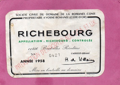 Bourgogne etiquette richebourg - etiquette,