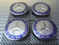 Mercedes Blue Alloy Wheel Centre Hub Caps AMG A B C E S M Class ML CLA GLA SLK