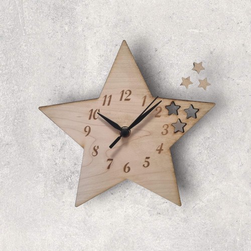 étoile horloge en - -, bois