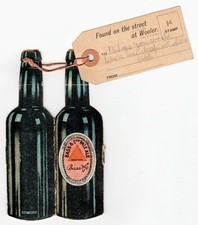 1910c KGV/KEVII “Bass Pale Ale Beer Bottle" Novelty Postcard & Parcel Tag 