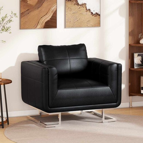 Fauteuil cube cuir noir - cube, en