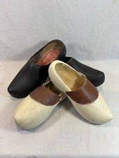 Antique 2 Pairs of Galoches Clogs Wood Leather Alsatian Factory Brodequin WW1