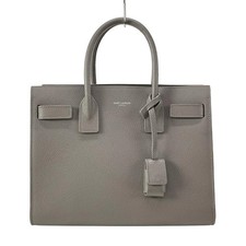 Auth SAINT LAURENT PARIS Sac De Jour Baby 421863 Gray Leather - Tote Bag