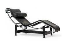 Cassina LC4 Black Leather Chaise Lounge Chair by Le Corbusier 2006