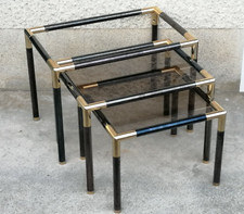 Table gigogne bout canapé design 70 80 sellette tubulaire laiton