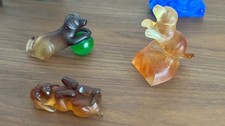Lot of three dogs in glass paste Daum France