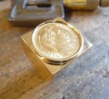 Chevalière or carrée massive avec pièce 20 Francs Napoléon 