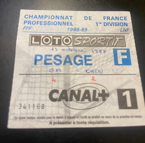 Ancien ticket billet football - ticket,