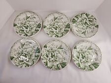 Gien Fleur de Chine French France Set Of 6 Bread Plates 6.5" Green White 