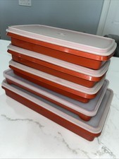Lot Of 5 Tupperware Rectangular Containers W/Lids 794-7, 1292-4, 816-12, 816-11