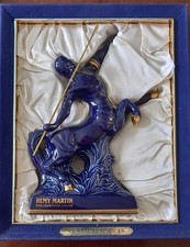 Vintage REMY MARTIN Centaure Limoges Cognac Empty Bottle Ceramic Dark Blue 