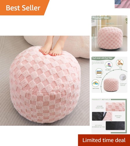 Round stuffed pouf ottoman - stuffed,
