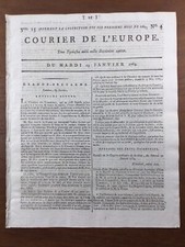 Franc Maçonnerie à Londres 1784 Opera  Goldoni Drury Lane Bataille de Gondelour