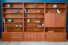 Ensemble mural en teck Heinrich Riestenpatt Étagères bibliothèques murale teck