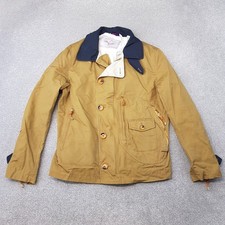 Zara Mens Jacket MediumBrown Utility Worker Military Barn Sack Zip Up Button