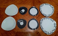 Thomas Rosenthal VARIO BLACK CIRCLE Dinner/Salad/Bread & Butter/Saucer 8 Plates