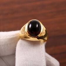 Naturel Onyx Noir Pierre Précieuse Avec 14K Blanc Argent Plaqué Or Homme Bague