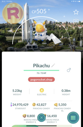 Shiny pikachu esa spacesuit - esa,