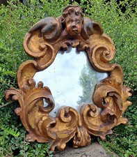 MIROIR BOIS DOR PORTUGAIS XVIII ÈME ANGELOT MIRROR WITH GOLD WOOD FRAME