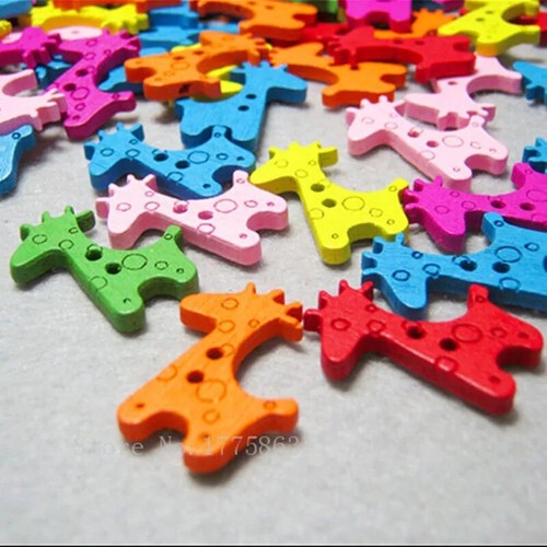 Boutons girafe bois coudre - boutons,