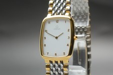 [Near MINT] Vintage Omega DeVille 395.0876 White Dial Gold Silver Qz Men's Watch