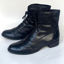 Gabor  Wrap Lace-up Boots - Black Leather Ankle Boots Zip up UK Size 6