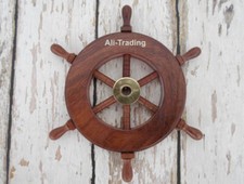 Réplique Antique De Roue De Bateau Nautique En Bois Brun À Six Rayons