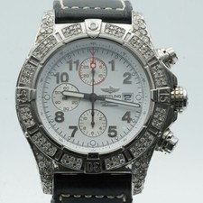 Breitling Super Avenger A13370 Papiere 5,0 Carat VS1 Haut Cristaux Étui Lunette