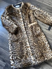 Manteau En Fourrure Synthétique Imprimé Léopard Taille 8-10 Neuf Avec Étiquettes