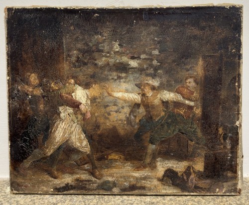 Ancien tableau scène rixe - scène, de