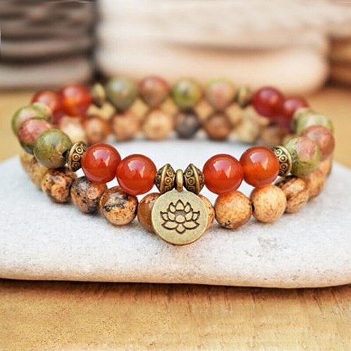 Bracelet lotus cornaline et - cornaline,
