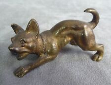 PLAYING DOG, small antique statuette, bronze.